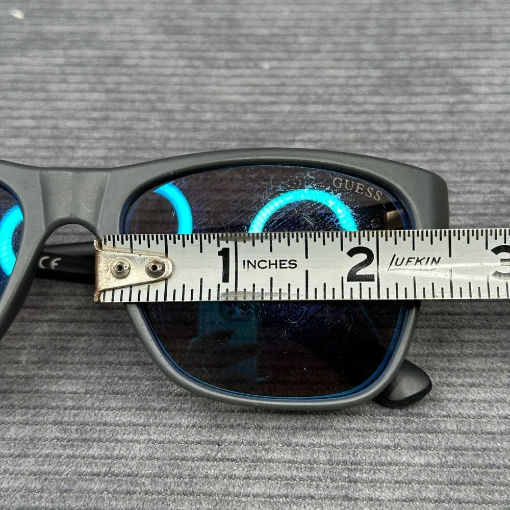 Guess Mens Rectangular Sunglasses Matte Gray Blue Mirrored Lens GU6952